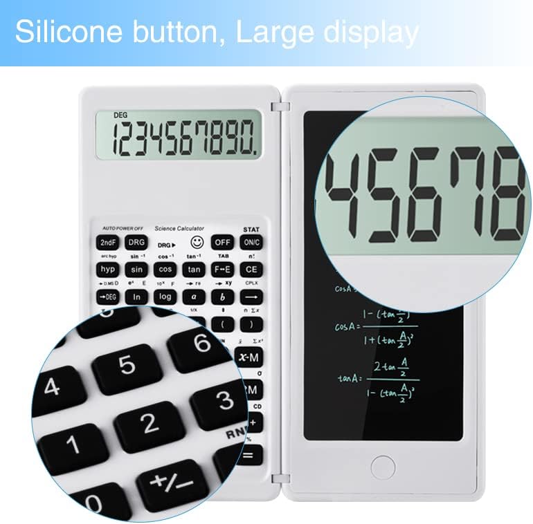 LveSunny Scientific Calculators, Calculator for School, 10-Digit Large Screen Scientific Calculator with Notepad, Math Calculator for Middle High School Supplies & College (White) - Image 4